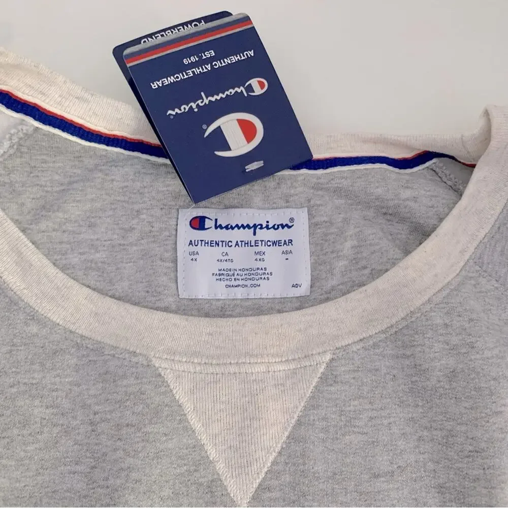 Champion Oxford Fleece pullover sweatshirt grey plus size 4X logo classic - Picture 11 of 13